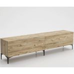 Wood'n Love Vega Premium 200 cm Atlantik Çam-Siyah Geniş Dolap Metal Ayaklı Tv Ünitesi