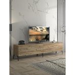 Wood'n Love Vega Premium 200 cm Geniş Dolaplı Metal Ayaklı Tv Ünitesi - Atlantik Çam / Siyah - Atlantik Çam - Siyah