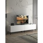 Wood'n Love Vega Premium 200 cm Geniş Dolaplı Metal Ayaklı Tv Ünitesi - Beyaz / Siyah - Beyaz - Siyah