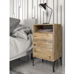 Wood'n Love Vio Metal Ayaklı Minifiks Bağlantı Dolaplı Komodin - Atlantik Çam / Siyah Bsm309