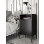 Wood'n Love Vio Metal Ayaklı Minifiks Bağlantı, Dolaplı Komodin - Siyah / Siyah Bsm314