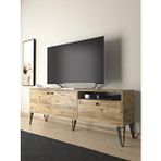 Wood’n Love Wood'n Love Atoka 160 Cm Metal Ayaklı Dolaplı, Minifiks Bağlantı Tv Ünitesi - Atlantik Çam / Siyah