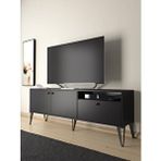 Wood’n Love Wood'n Love Atoka 160 Cm Metal Ayaklı Dolaplı, Minifiks Bağlantı Tv Ünitesi - Siyah / Siyah Çam