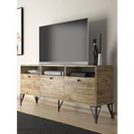 Wood’n Love Wood'n Love Rhea 160 Cm Dolaplı, Minifiks Bağlantı, Geniş Tv Ünitesi - Konsol - Atlantik Çam / Siyah