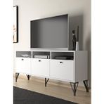 Wood’n Love Wood'n Love Rhea 160 Cm Dolaplı, Minifiks Bağlantı, Geniş Tv Ünitesi - Konsol - Beyaz / Siyah Çam
