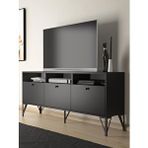 Wood’n Love Wood'n Love Rhea 160 Cm Dolaplı, Minifiks Bağlantı, Geniş Tv Ünitesi - Konsol - Siyah / Siyah Çam