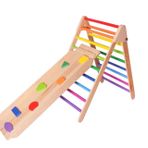Woodnjoy Ahşap Merdiven Ve Geometrik Tırmanma Rampası & Kaydırak Setimiz (2'li Set)