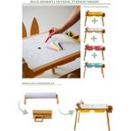 Woodnjoy Doğal Ahşap Duyusal Çocuk Aktivite Masası Oyun Masası ve Çocuk Çalışma Masası (Rulo Aparatlı,Rulo Kağıdı ve Kırtasiye Istasyonlu) - Beyaz