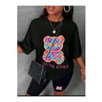WOODROFFE Kadın LOVER BEAR Baskılı Tayt-T-shirt Takım Oversize Salaş Boyfriend