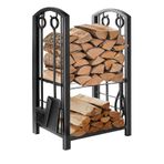WOODSHUT 5 Li İthal Metal Oval Odunluk Raflı Şömine - Soba Maşa Takımı Aksesuar Seti WSOM-004
