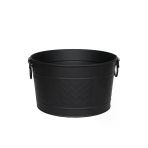 WOODSHUT Metal Siyah Zigzag Desenli Yuvarlak Şömine - Soba Odun Depolama Saklama Kovasi