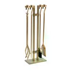 WOODSHUT SGSS-38018GOLD 5 Li İthal Antik Gold Patinalı Şömine - Soba Maşa Takımı Aksesuar Seti