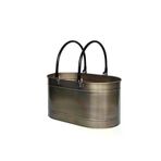 WOODSHUT TYCJCRT01N172551805398948 Metal Gold Uzun Oval Kulplu Tasarım Şömine- Soba Odun Depolama Saklama Kovası