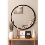 woodstore Siyah Dekoratif Yuvarlak Antre Hol Koridor Duvar Salon Mutfak Banyo Wc Ofis Aynası 45 Cm