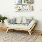 Woodwork Antalya Fonksiyonel Yataklı Otantik Doğal Ahşap Kanepe Natural Renk Bej