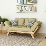 Woodwork Antalya Fonksiyonel Yataklı Otantik Doğal Ahşap Kanepe Natural Renk Krem