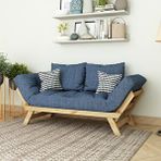 Woodwork Antalya Fonksiyonel Yataklı Otantik Doğal Ahşap Kanepe Natural Renk Mavi