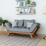 Woodwork Antalya Fonksiyonel Yataklı Otantik Doğal Ahşap Kanepe Teak Renk Gri