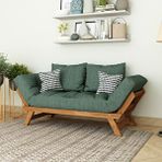 Woodwork Antalya Fonksiyonel Yataklı Otantik Doğal Ahşap Kanepe Teak Renk Yeşil