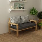 Woodwork Antalya Rustik Doğal Ahşap Natural Renk İkili Bahçe ve Balkon Kanepesi Antrasit