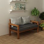 Woodwork Antalya Rustik Doğal Ahşap Teak Renk İkili Bahçe ve Balkon Kanepesi Antrasit