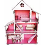Woody Life Ahşap Oyuncak Ev Portatif Bebek Evi Lol Bebek Barbie Uyumlu Woodylife - Krem