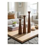 Woodya PİYON 3’LÜ AHŞAP CEVİZ RENGİ ŞAMDAN 31cm-26cm-21cm