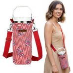 Woodycord 1 Litrelik El Yapımı Çizgili ve Yıldız Desenli Matara Termos Kılıfı Dayanıklı Gabardin Kumaş - Standart