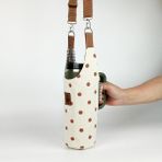 Woodycord Krem Gabardin Puantiyeli El Yapımı Termos Kılıfı 1,18 Kapasiteli Kulplu Model Quencher Pipetli