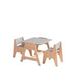 Woody&happy Cotable Beyaz Ahşap Çocuk Aktivite Masa Takımı - Gri