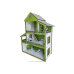 WoodyLife Ahşap Oyuncak Ev 80 cm Yeşil Ev Montessori Barbie Ve Lol Uyumlu Çocuk Oyuncak Ev