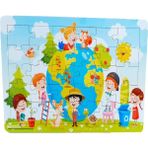 Woodylife Dünya Çocukları 30 Eğitici Çocuk Oyuncak Renkli Ahşap Yapboz