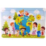 Woodylife Dünya ve Gezegenler 35 Parça Puzzle Eğitici Çocuk Oyuncak Renkli Ahşap Yapboz