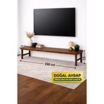 Woodymoda Doğal Masif Ahşap TV Altı Dresuar 150x29x45 cm – Modern Minimalist Konsol Sehpa