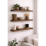 Woodymoda Masif Ahşap 3’lü Duvar Rafı 100x12 cm – Doğal Çam Dekoratif Raf Seti (Kalın Tabla 4.5 cm)