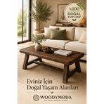 Woodymoda Rustik Masif Ahşap - Ceviz Orta Sehpa (100x48x45 cm)