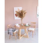 woodywood 103 Cm Yuvarlak Yemek Masası Bambu - Çam Ahşap Mutfak Ofis Masası Çalışma Masası Balkon Özel Tasarım