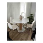 woodywood 85 Cm Özel Tasarım Yemek Masası Yuvarlak Beyaz Ahşap Mdf Balkon Mutfak Ofis Masası Çalışma Masası