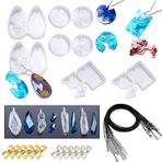 Woohome 34 ADET Ada Silikon Kalıp Takı Reçine Kalıpları, 10 ADET Reçine Döküm Kalıpları Kolye Uçları, Kolye, Küpeler, Takı El Sanatları Dekorasyon Yapımı için Takı Yapım Kiti