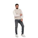 Woolen World Balıkçı Yaka Desenli Yünlü Erkek Triko Kazak KREM L