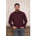 Woolen World Balıkçı Yaka Kalın Yünlü Erkek Triko Kazak BORDO L