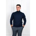 Woolen World Boğazlı Regular Fit Desenli Erkek Kazak - 2XL - Lacivert