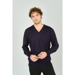 Woolen World Erkek V Yaka Uzun Kollu Yün Kazak 3022 Mürdüm - 2XL