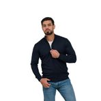 Woolen World Regular Fit Dik Yaka İnce Baharlık Triko Hırka LACİVERT XL