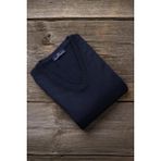 Woolen World V Yaka Erkek Yünlü Triko Kazak Battal (Büyük Boy) Düz Desen Klasik Stil - 4XL - Lacivert