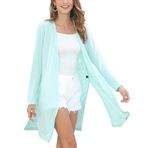 Woolicity Kadın Drapeli Önü Açık Uzun Hırka Kazak Hafif Yazlık Uzun Kollu Toz Alıcı Hırka, yeşil (Mint Green), M