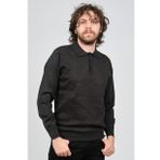 Woolman Erkek Desenli Polo Yaka Yün Kazak 1572001 Füme