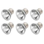 WOOLUCK Schildkröte Isı Lambası Ampuller 25W, 220V UVA + UVB Tam Spektrumlu Güneş Lambası, E27 Kısılabilir Halojen Ampul Sürüngen Isıtıcı, Sürüngen Sürüngenler ve Amfibiler için (6 Adet)