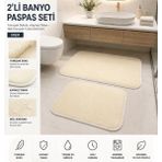 Wooly Life 2li Banyo Paspas Seti Ultra Yumuşak Peluş Banyo Takımı 50X60CM 60X100CM - Bej