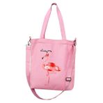 WOONEKY Flamingo Baskılı Kanvas Çanta Çıkarılabilir Omuz Kayışı El Çantası Omuz Çantası Çapraz Vücut Kanvas Tote Kadın Kanvas Çanta Hayvan Tuval Pembe Çanta Bir Omuz Özlemek Sırt Çantası